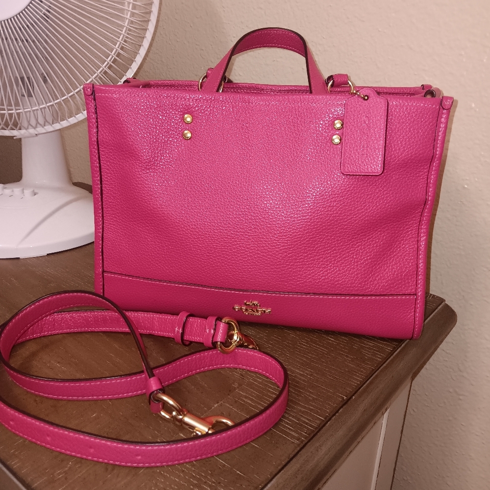 CoachDempsey Pink Leather Tote Bag